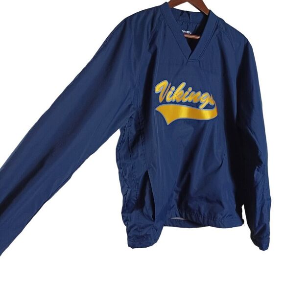 Sport-Tek Pullover Windbreaker Track Jacket Mens Small Blue Yellow Vikings Y2K - Picture 5 of 10